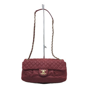 Chanel Matelasse Leather Chain Shoulder Bag Red